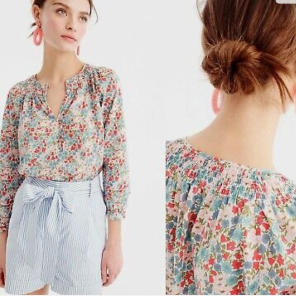J. Crew Liberty Arts Poppy Smock Floral Top Size 6